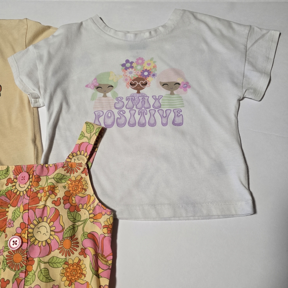 4T Girls' Floral Skirt With Matching Tops - Pink, White and Yellow - Picture 6 of 16